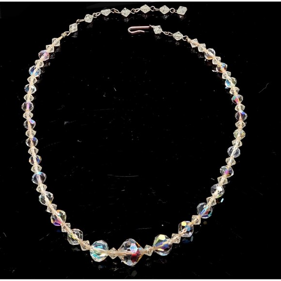 Sparkling MCM Aurora Borealis Faceted Glass Beads 15-16" Vintage Stunning VGC! - Picture 8 of 9